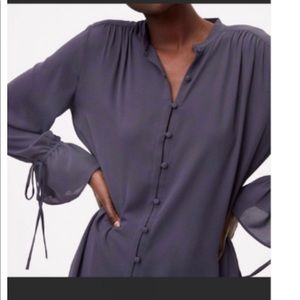 Loft long sleeve grey blue blouse